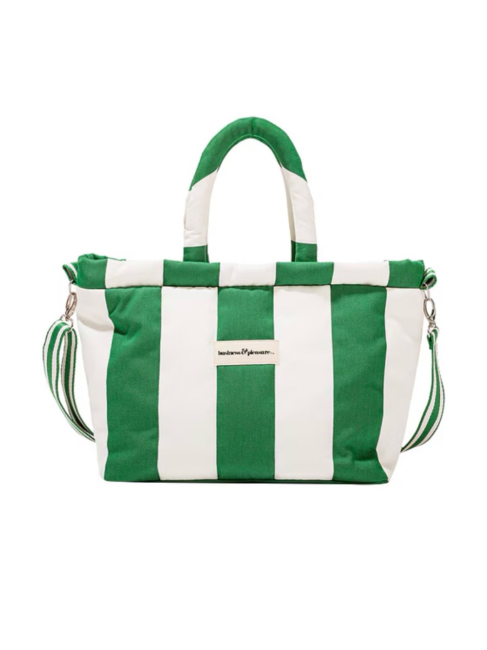 Business & Pleasure Green & White Striped Cooler Tote with Detachable Strap